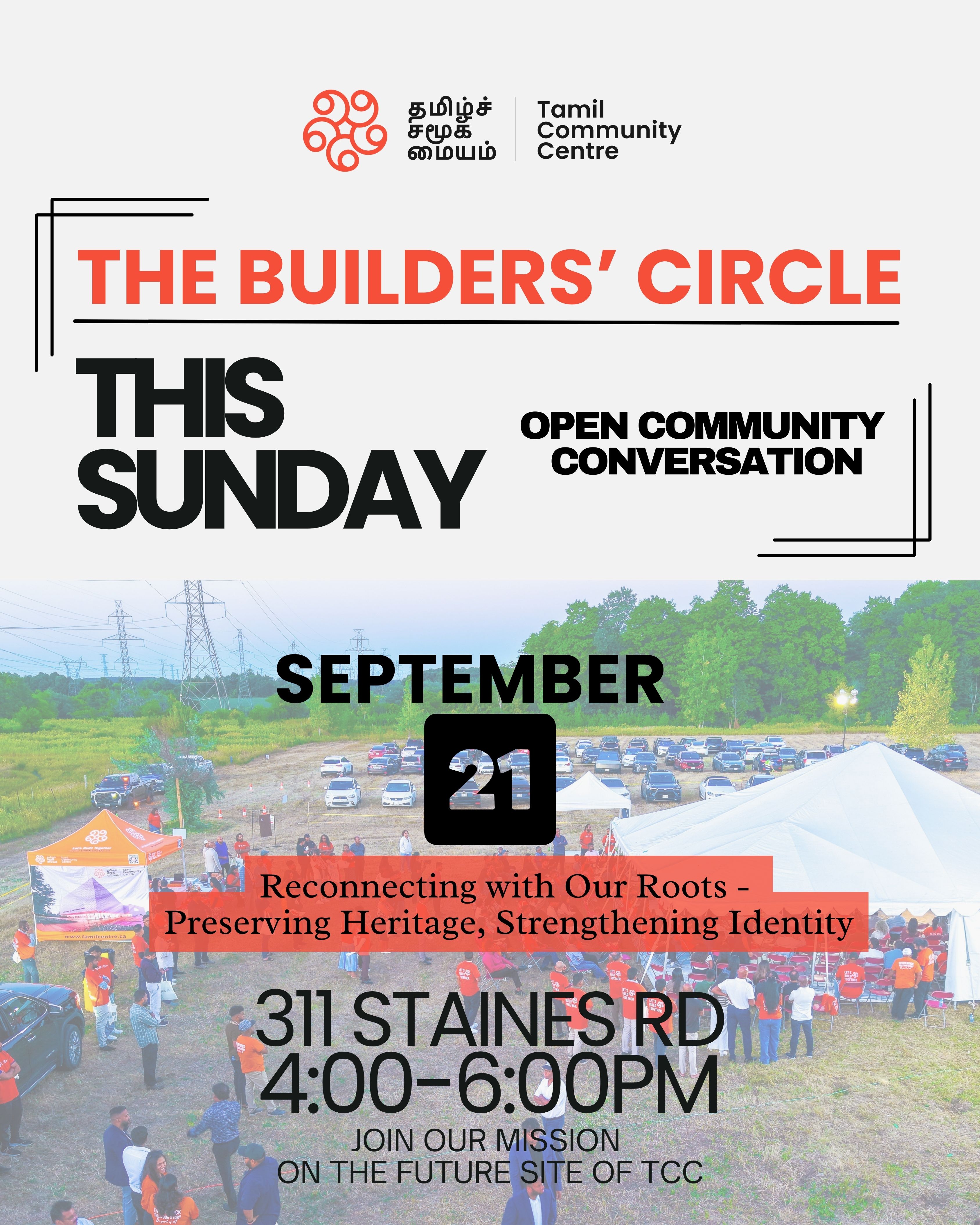 THE BUILDERS’ CIRCLE - 
OPEN COMMUNITY CONVERSATION